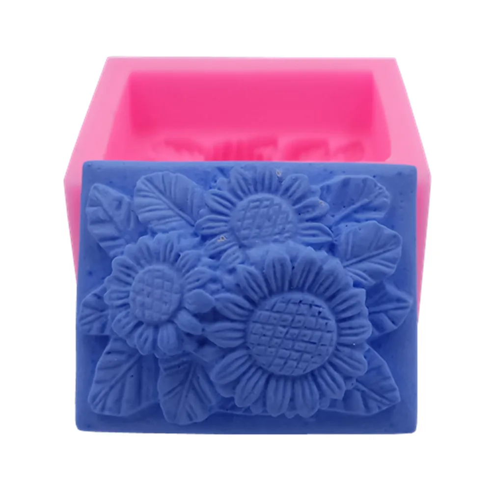 Sunflower Design Rectangle Soap Mold Moulds Soft Silicone Molds for