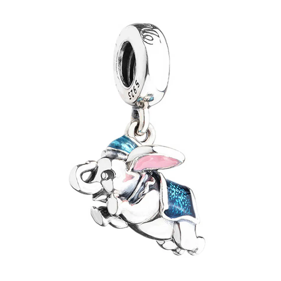 

925 Sterling Silver DIY Jewelry Cute Flying Dumbo Dangle Charm fit Pandora Bracelet Bangle Lady Gift Enamel