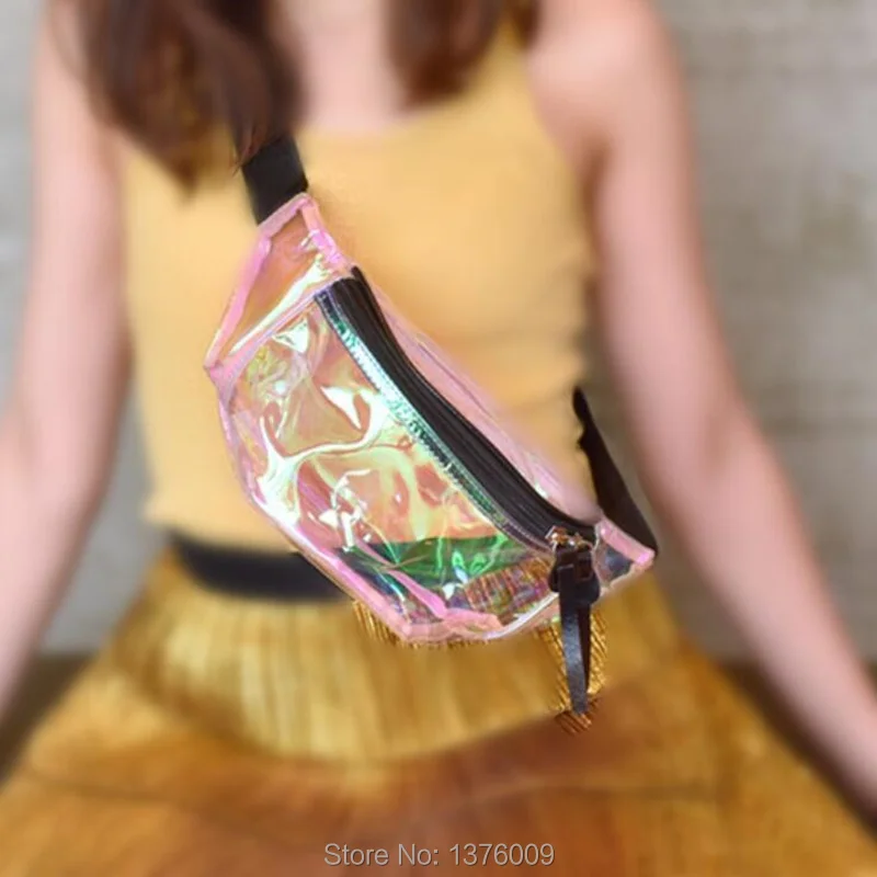 

Lolita Harajuku Style Ride Travel Laser Bag Transparent Waist Bag Bananka Travel Fanny Pack Women Girls Walking Belly Bags