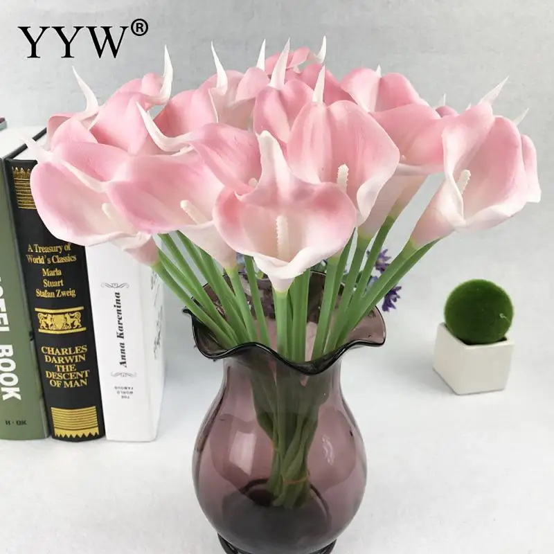 34cm Calla Lily Artificial Flowers PU Bouquet Fake Flowers For Home Wedding Decoration Indoor Plastic Flowers Wedding Flores