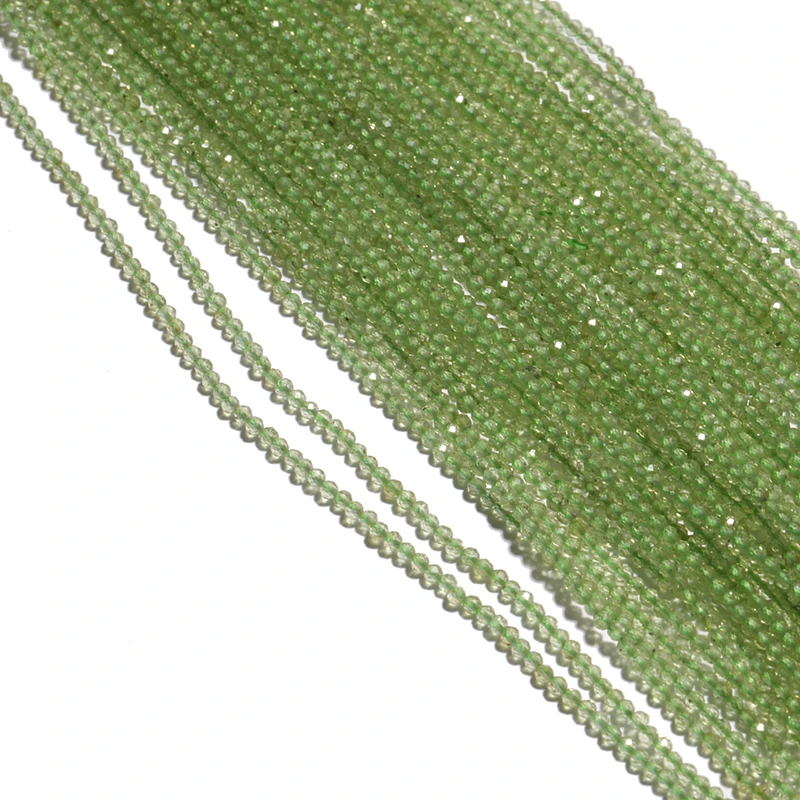 

A Strand Natural Micro Olive Green Quartz Crystal Faceted Loose Peridot Rondelle Beads 2MM 33cm Strand