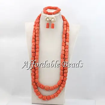 

Fashion Bridal Beads Nigerian Set New African Coral Jewelry Set Wholesale Handmade Design CN120