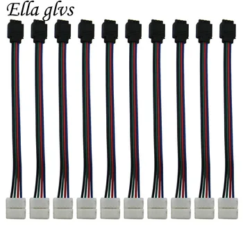 

4 Pin Connector 10mm SMD 5050 Strip to 4 Pin Adapter for For SMD 5050 3528 RGB LED Strip Light Connector Cable No Soldering