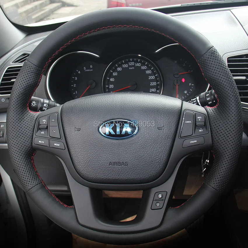 

Steering wheel cover case for KIA Sorento 2013 covers DIY genuine leather sewing car steering covers car styling Anti-slip