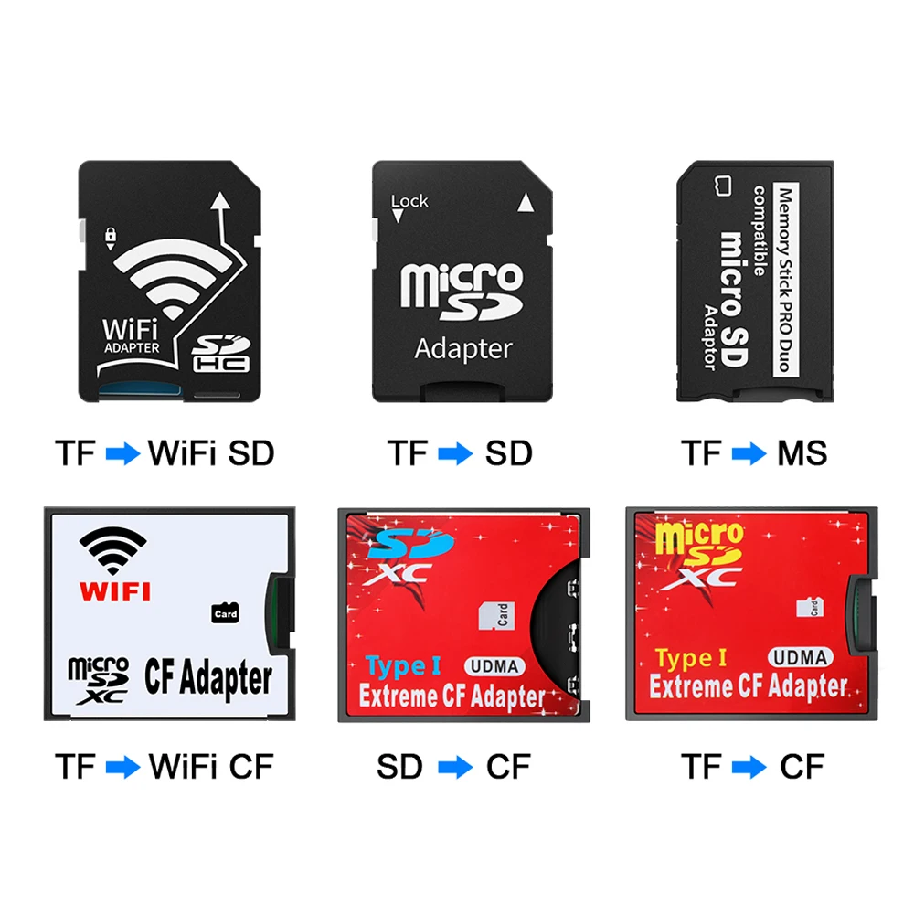 Rocketek Micro SD TF для CF/MS/SD Wifi CF Wifi SD карт памяти конвертер адаптер MicroSD Micro SDHC для компактной вспышки типа I