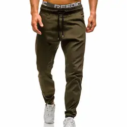 Брендовые мужские Новый Мода 2017 тонкий сплошной цвет Для мужчин Повседневные штаны для мужчин человек Мотобрюки дизайнер Для мужчин S