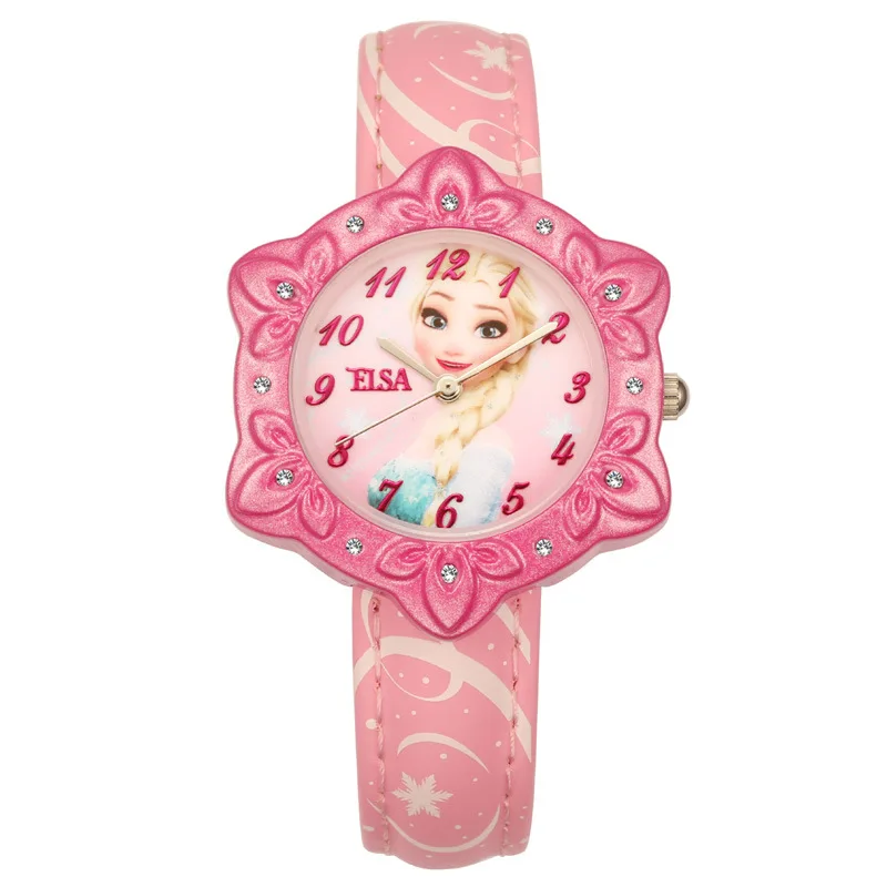Children's Watches Disney brand Frozen children girls watches leather quartz clocks ELSA princess waterproof student wristwatch Children's Watches Disney brand Frozen children girls watches leather quartz clocks ELSA princess waterproof student wristwatch