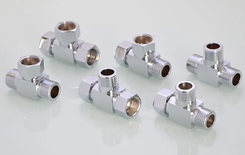 1PCS T Type BSPT Connection Equal Tee Three Way Full Ports Pipe Brass