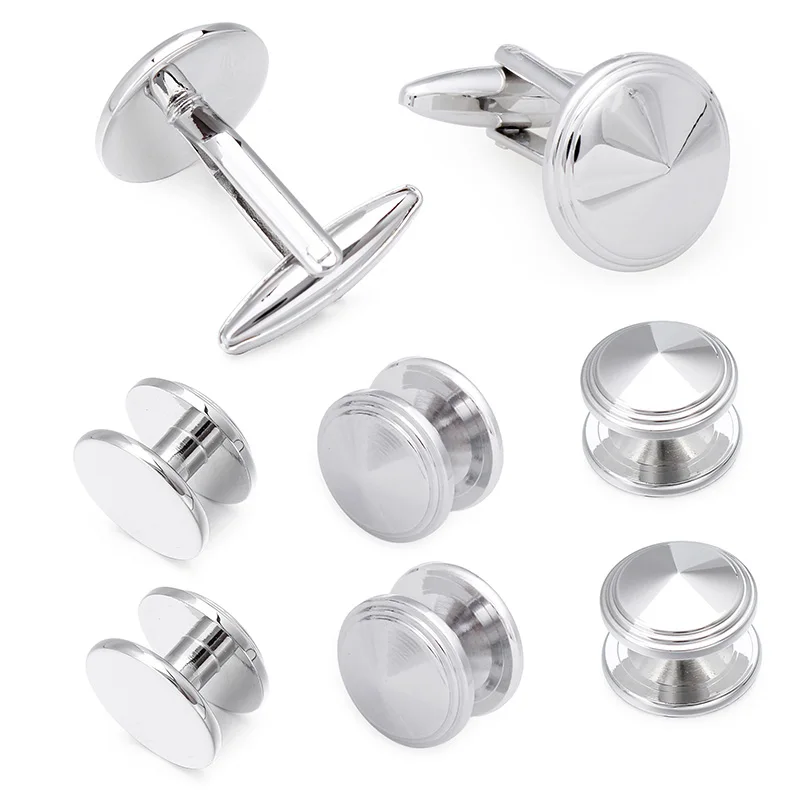 

HAWSON Tuxedo 6 Studs Cufflinks Set Round Cuff Links Men Jewelry Wedding Gift with Boxes