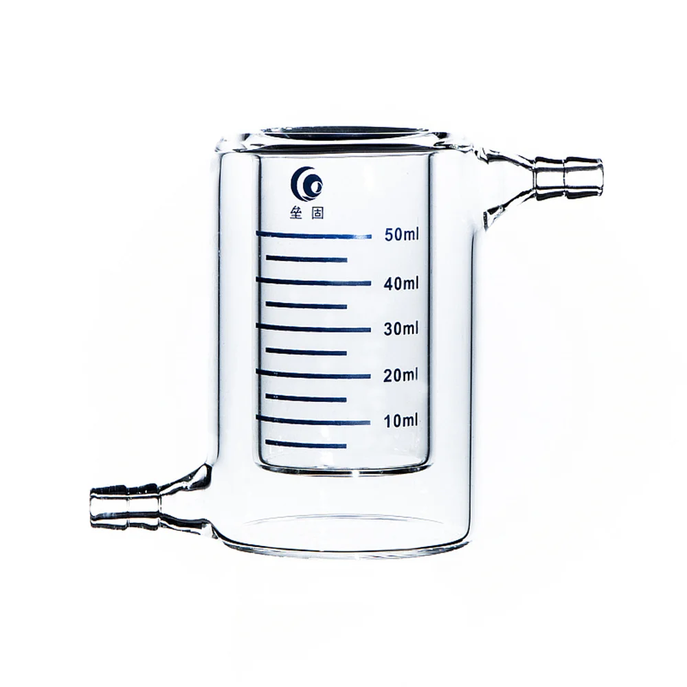 50ml Laboratory Jacketed Borosilicate Glass Beaker Double Layer Beaker