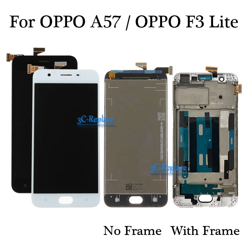 

High Quality 5.2 inch White/Black For OPPO A57 A57M / OPPO F3 Lite Full LCD display Touch screen digitizer assembly With Frame