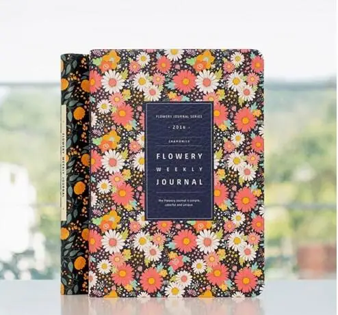 

2016 Leather journal floral colorful agenda 160 pages weekly plan 13.5*19.5cm