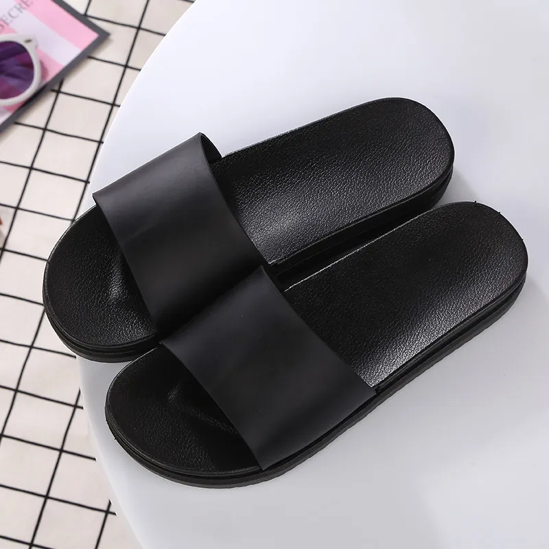 

Women Summer Beach Slippers Unisex White Bathroom Sandals Black Indoor Flats Female Casual Shoes Sapato Feminino Size 36-45