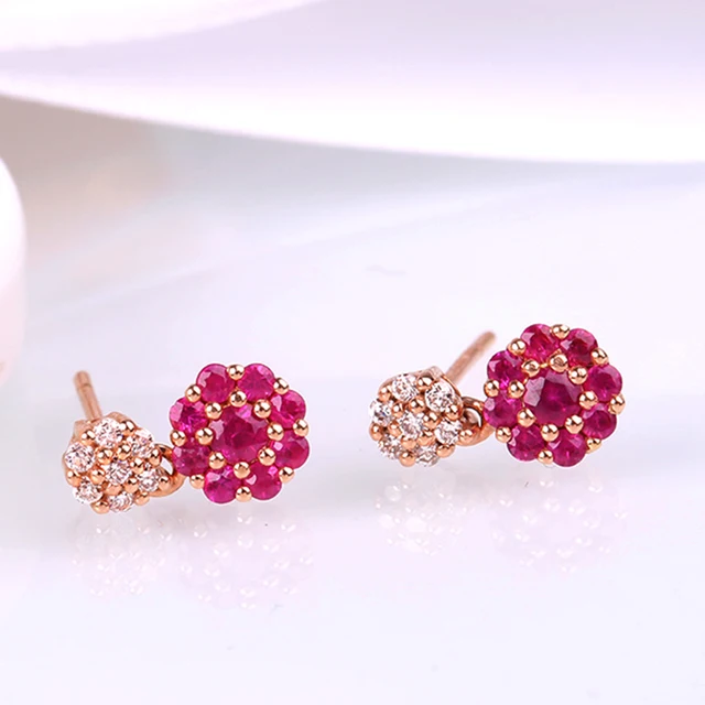 Robira Top Quality Clic Stud Earring Perfect 14k Rose Gold Robira Top Quality Clic Stud Earring Perfect 14k Rose Gold Natural Ruby Diamond Earrings For Women