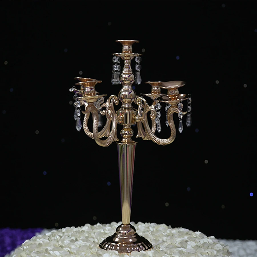 Hot sale golden five wedding candlestick hotel engineering interior