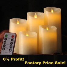 Moving Wick LED Candles with Remote Control, Dancing Flame Wax Pillar Candle Candele Velas LED for Wedding Christmas Decoration