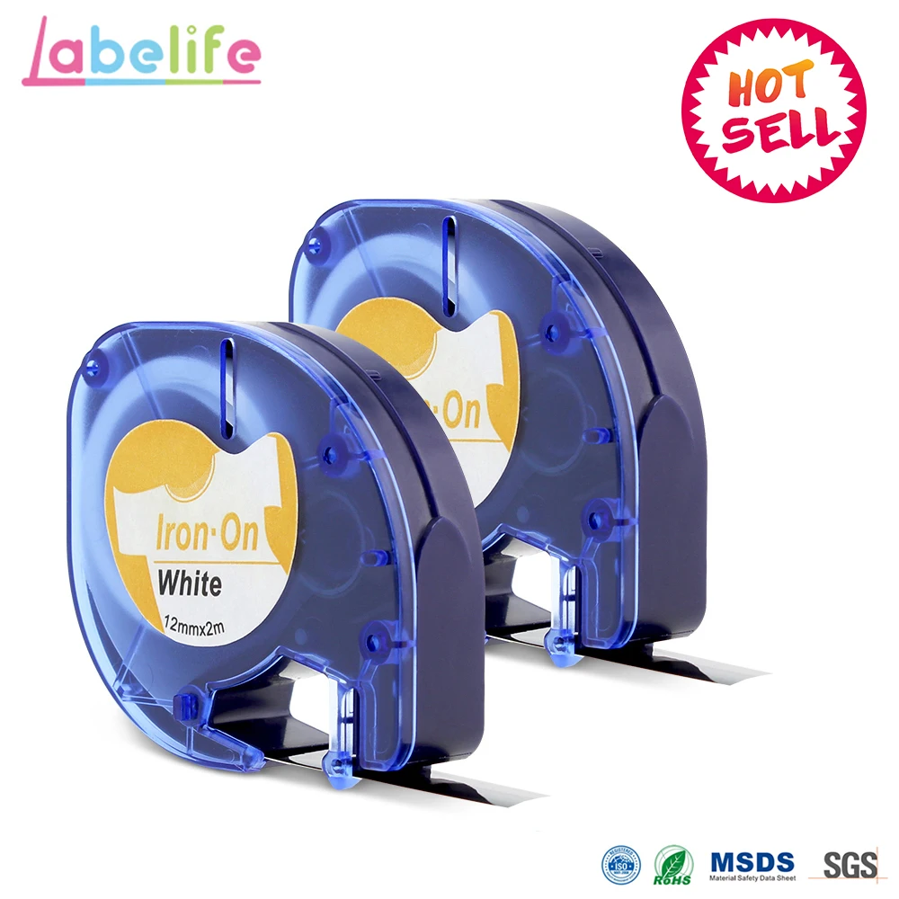 Labelife 2 шт. Dymo 18771(18768 18769 18770) черная на белой ткани 12 мм совместимая с Letratag лента для