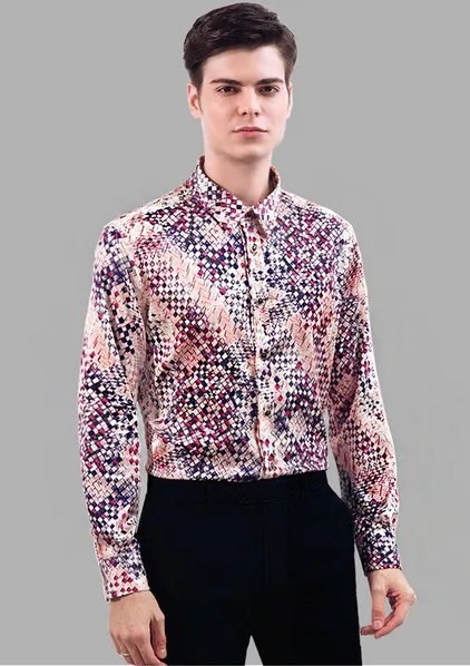 

High-grade silk shirts male silkworm silk long sleeve shirt silk satin men's top business and leisure travelers in hangzhou 2