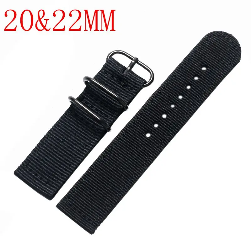 

20/22mm Fashion Black ArmyGreen Canvas Watch Band Pin Buckle Strap Men Male High Quality Belt Replacement Cool Watch Band Strap