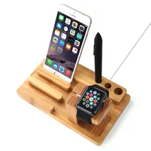 Original SEENDA 3-in-1 Bamboo Wood Dock Station for Apple Watch+Pen Holder Cradle Bracket for iPhone Samsung Christmas Present