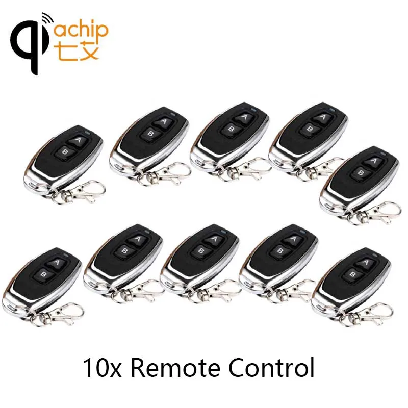 

10 pcs RF 2 key Remote Control Learning code 1527 EV1527 For Gate garage door controller Alarm 433mhz Receiver included Battery