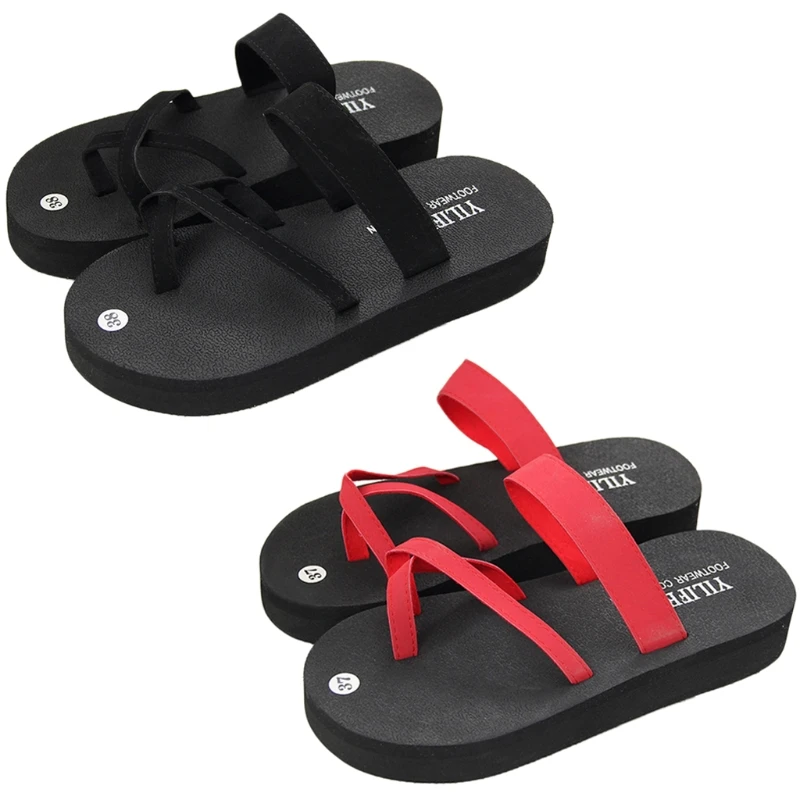 

New 2018 Summer Flip Flops Platform Cross Wedges High Heel Beach Sandals Women Slippers
