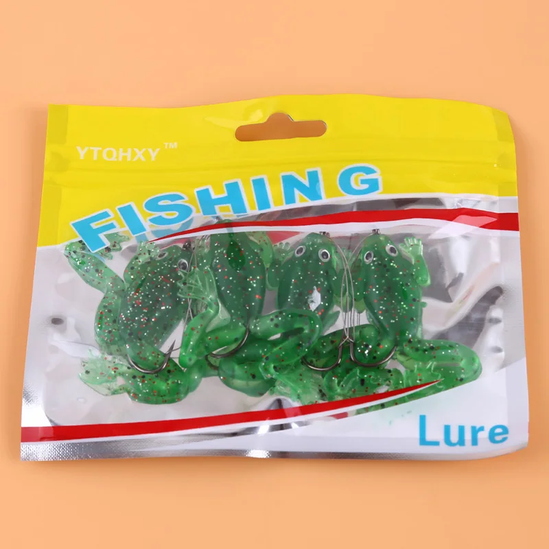 

4Pcs/Pack Rubber Frog Soft Bait Fishing Lures 2 colors Plastic Fish with Hook CrankBait Fishing Tackle