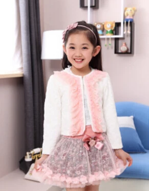 Коллекция года, детская одежда весеннее платье принцессы для девочек кружевная юбка с вышивкой комплект из куртки, футболки и платья