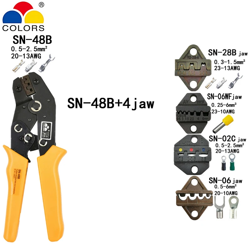 Набор для зачистки, кусачки, SD-212D, набор инструментов, SN-48B, 0,5-мм2, плоскогубцы, 4 Челюсти для штекеров/труб/изоляционных клемм - Цвет: SN-48B 4jaw