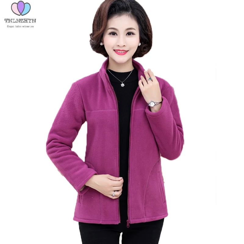 

2019 Plus size Middle-aged Autumn Fleece Outerwear Slim Stand collar Women Jackets Warm Casual Short Winter Coats Jackets A89