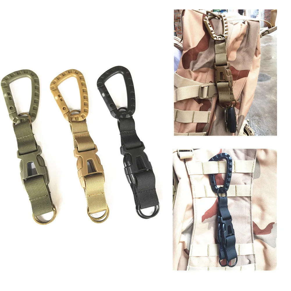 Outdoor Tactical Backpack Buckle Carabiner Nylon Belt Keychain Locking