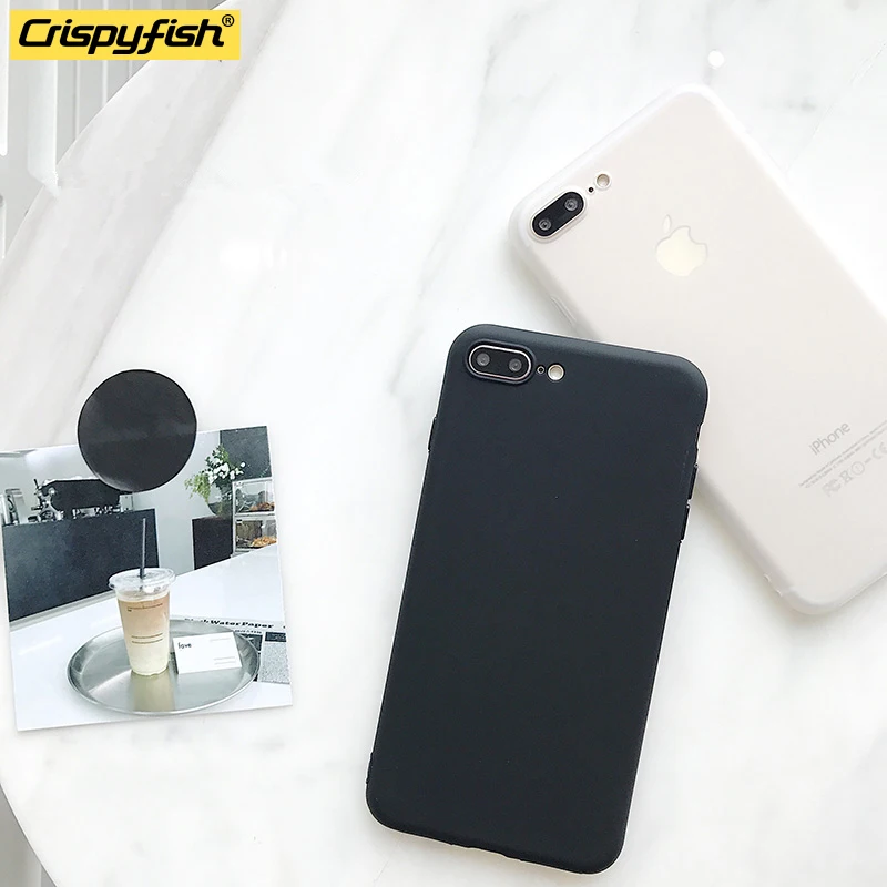 

Crispyfish Matte Ultra Thin Case For iphone 7 8 Plus Transparen Soft TPU Silicone Plain Cases Cover For iphone 6 6s X XR XS MAX