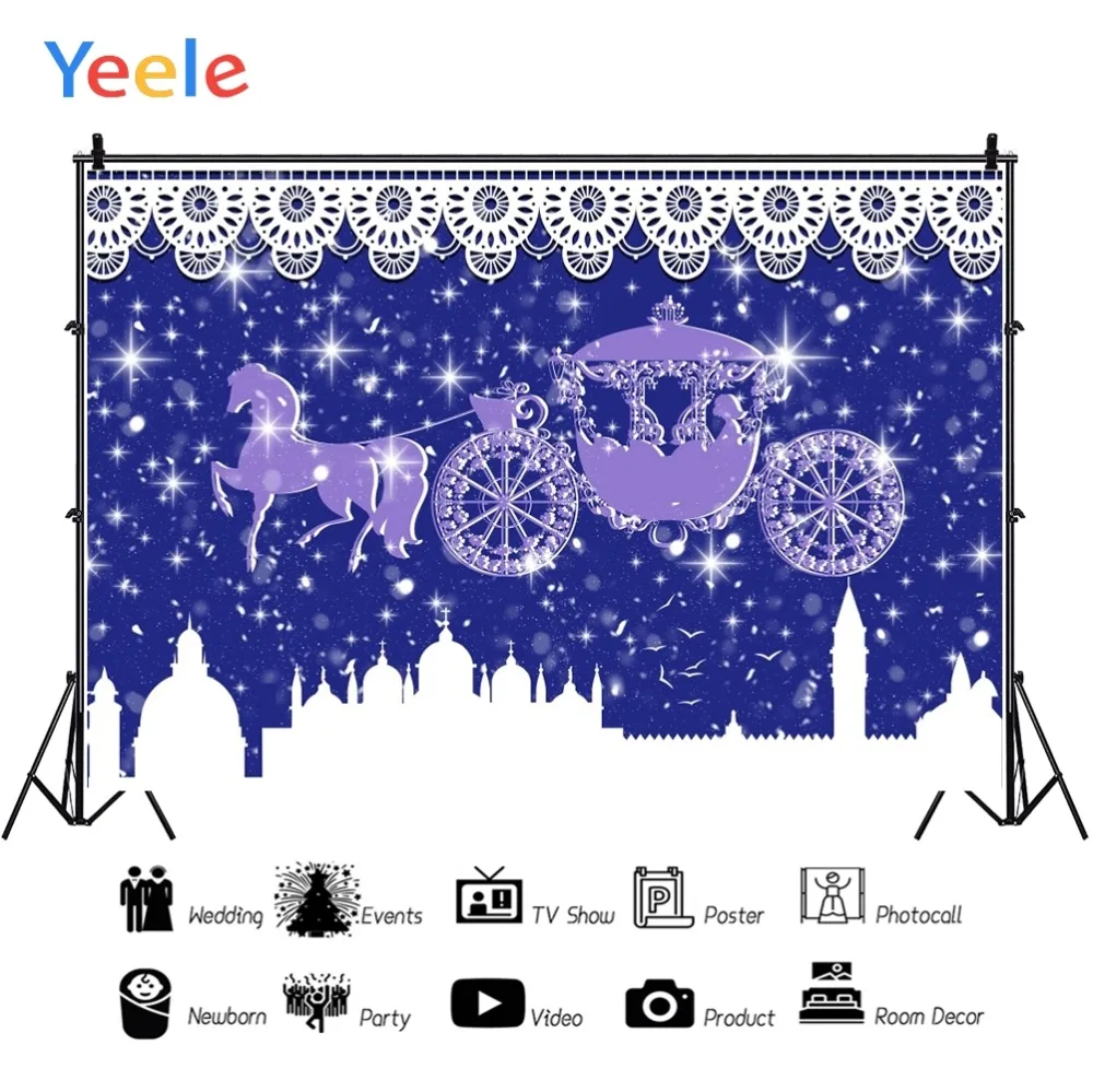 Yeele Horse Carriage Luxury Glitter Mosque European Photography Backgrounds Customized Photographic Backdrops for Photo Studio