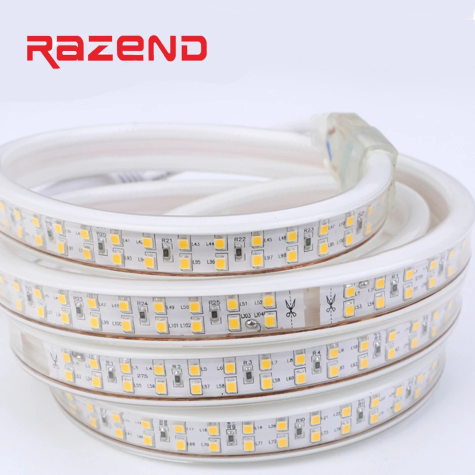 180Leds/m 2835 Led strip 220V 240v Double Row Waterproof flexible tape