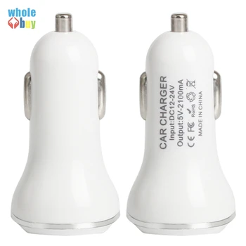 

100pcs/lot NEW style 5V 2.1A 2 Port Mini Dual USB Car Charger Adapter For IPhone Samsung Universal Use car styling
