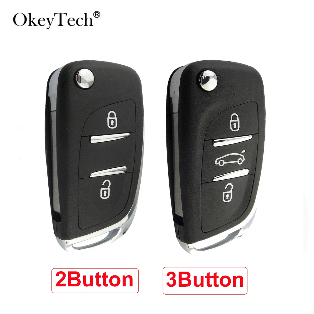 OkeyTech 2/3 кнопочный модифицированный откидной ключ чехол для Peugeot 306 407 408 607 Citroen C4 C2