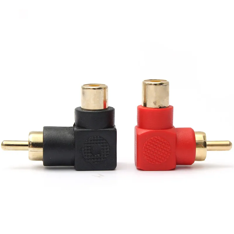 2pcs set lowest price 90 degree rca right angle connector plug adapters