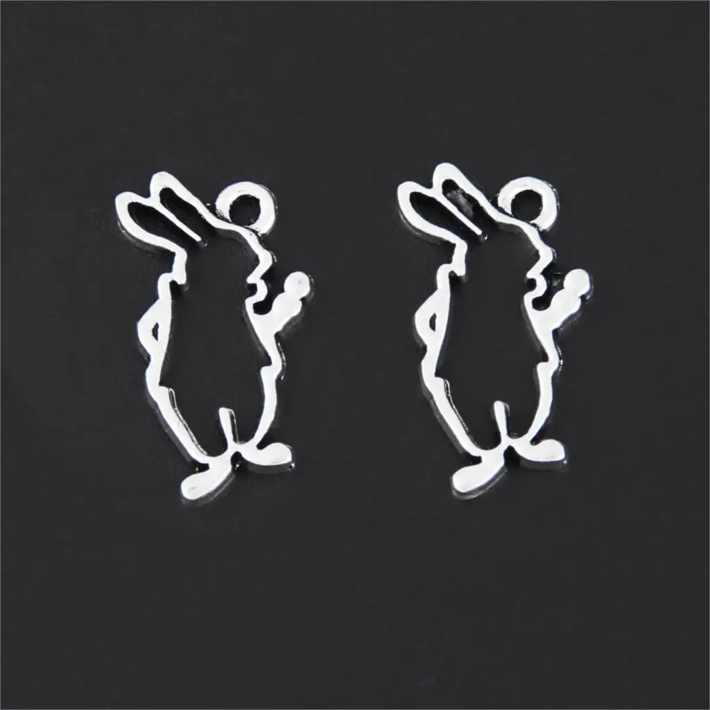 30Pcs Silver Color Lovely Rabbit Charms Making Metal Animal Pendant Earrings Bracelet Diy Ornaments Jewelry 22X11mm A3272 | Украшения и