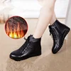 SWONCO Winter Shoes Women Snow Boots Black Genuine Leather Ankle Boots Women 2022 Velvet Fur Warm High Top Sneakers Black Shoes ► Photo 2/6