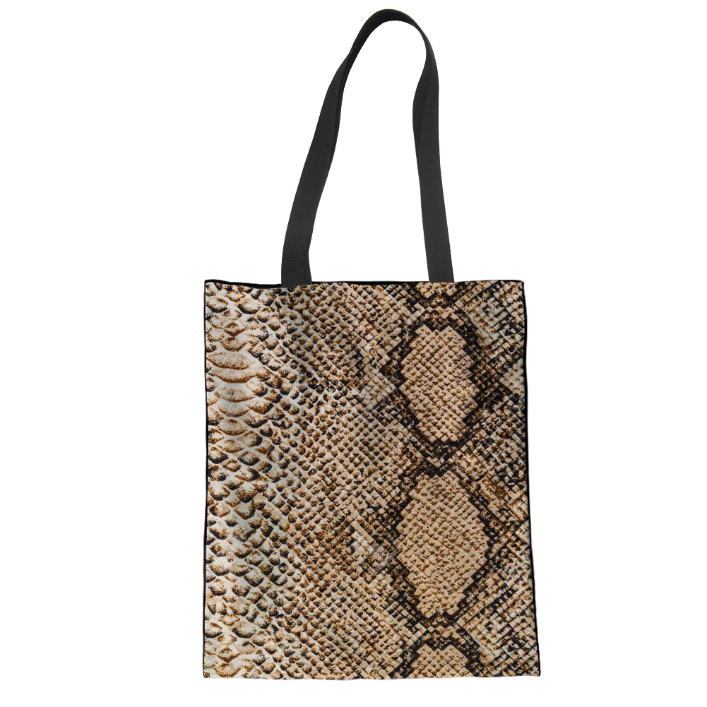 

FORUDESIGNS Foldable Bag Shopping Snakeskin Printing Shoulder Bag Female Shopping Bag Summer Beach Travel Tote Bolso De Compras