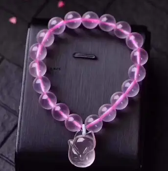 

expensive goods Natural Star Rose Quartz Light Crystal Beads Fox Pendant Bracelet free shipping