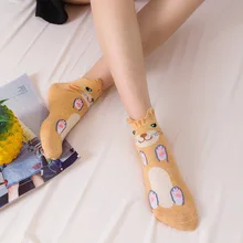 5 пара/лот, носки, женские короткие носки с милым принтом, забавные мультяшные животные, носки с ушками, женские короткие носки для девочек, летние