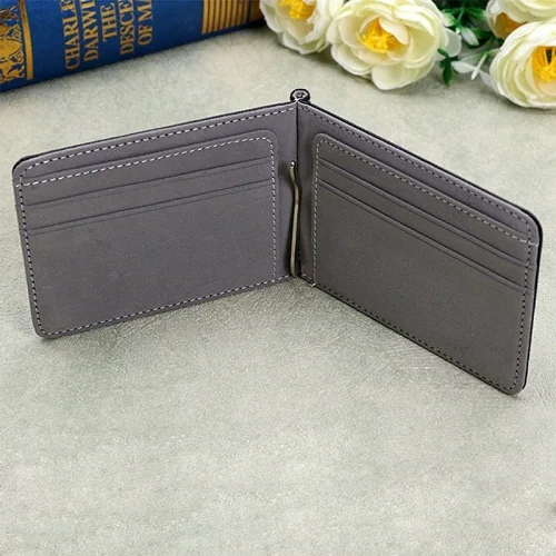 grey color THINKTHENDO мужской бумажник с зажимом для денег, кошелек для ID, новинка - Цвет: grey color