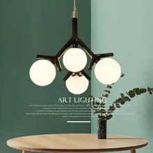 Современная люстра в скандинавском стиле, светодиодная лампа в стиле арт-деко, черно-белый Потолочный подвесной светильник для кухни, гостиной, спальни