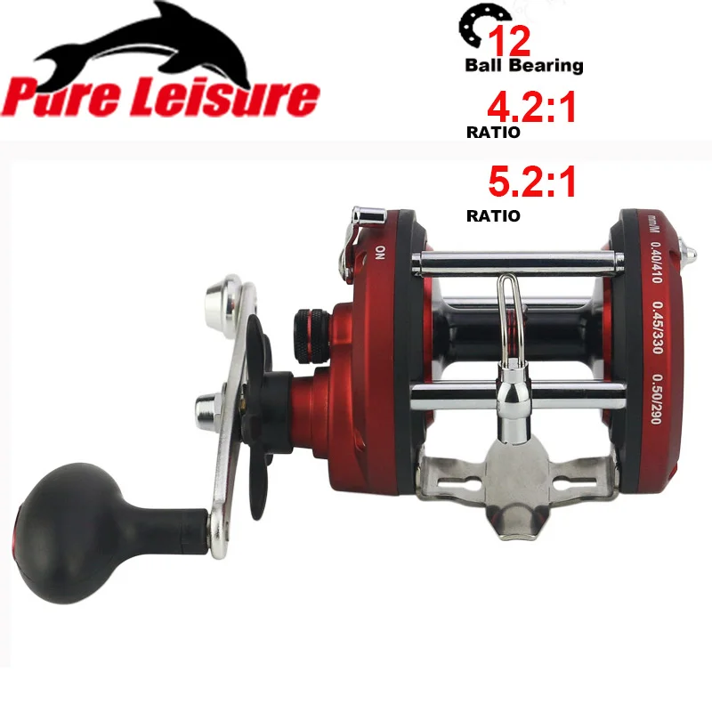 

PureLeisure Portable Fishing Reel 12BB Carp Fishing Accessories 4.2:1/5.2:1 Ratio Boat Fishing Wheel Metal/Plastic Wire Cup