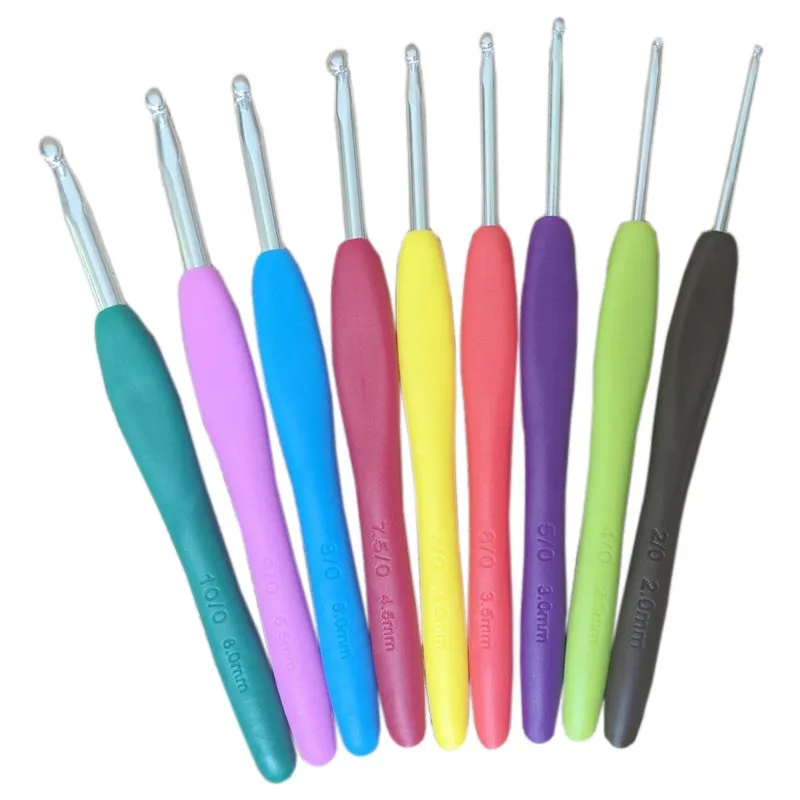 

9pcs/set Mixed Metal Hook Crochet Template Kit TPR Aluminum Knitting Needles For Loom Tool DIY Crafts -30