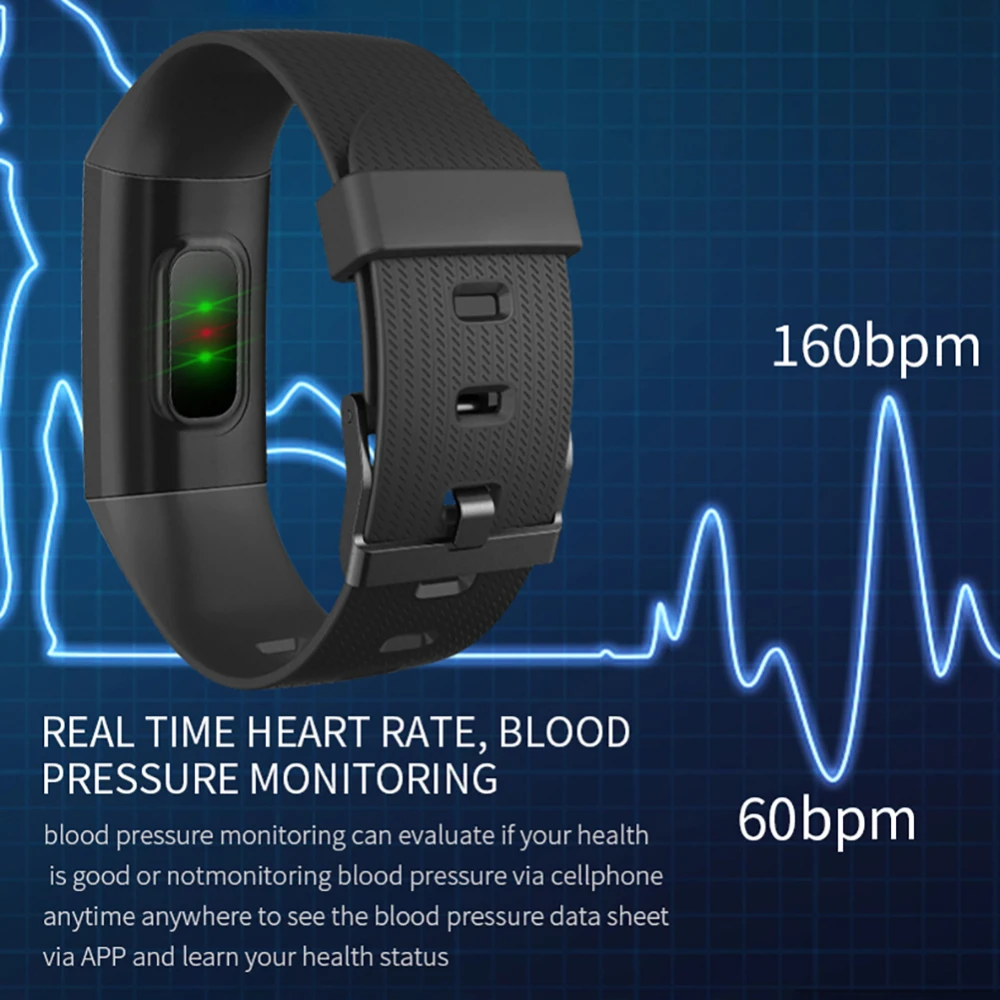 IP67 кровяное давление водонепроницаемый спортивный умный Браслет монитор сердечного ритма напоминание о звонке мониторинг сна умный Браслет