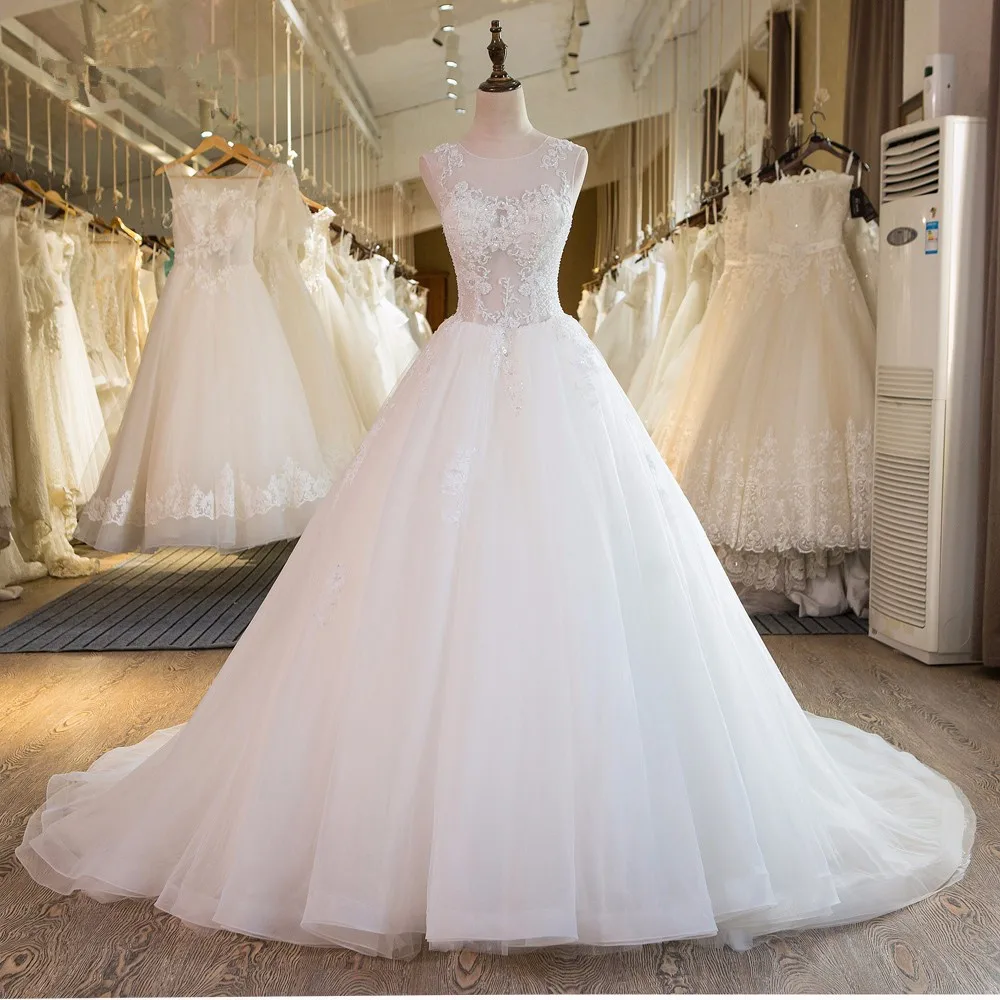 

SL-38 New Bridal Gowns Long Beading Lace Real Picture Wedding Dress Plus Size 2017