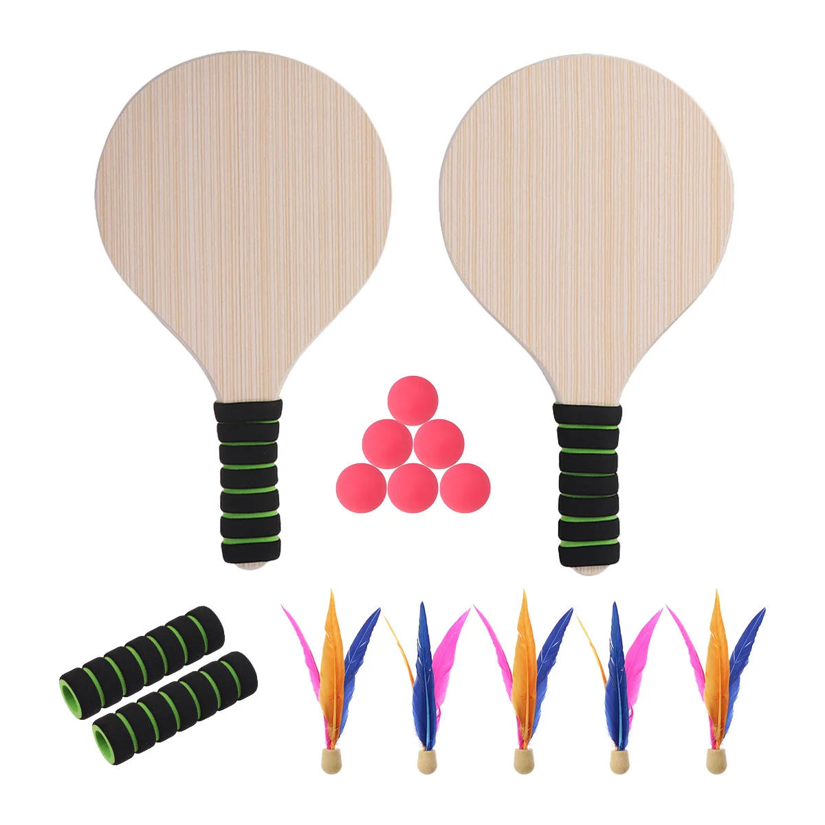 Beach Paddle Ball Game Badminton Tennis Pingpong Beach Cricket Wood Racket Paddles Set Outdoor Racquet Game for Adults Kids пляжный теннис сверчок