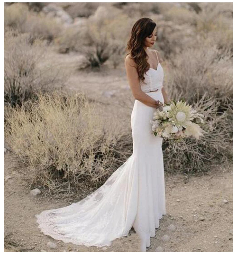 LORIE Boho Trouwjurk 2 Stuks Vintage Prinses Trouwjurk Chiffon Rok Strand Bruid Jurk 2019 LORIE Boho Trouwjurk 2 Stuks Vintage Prinses Trouwjurk Chiffon Rok Strand Bruid Jurk 2019